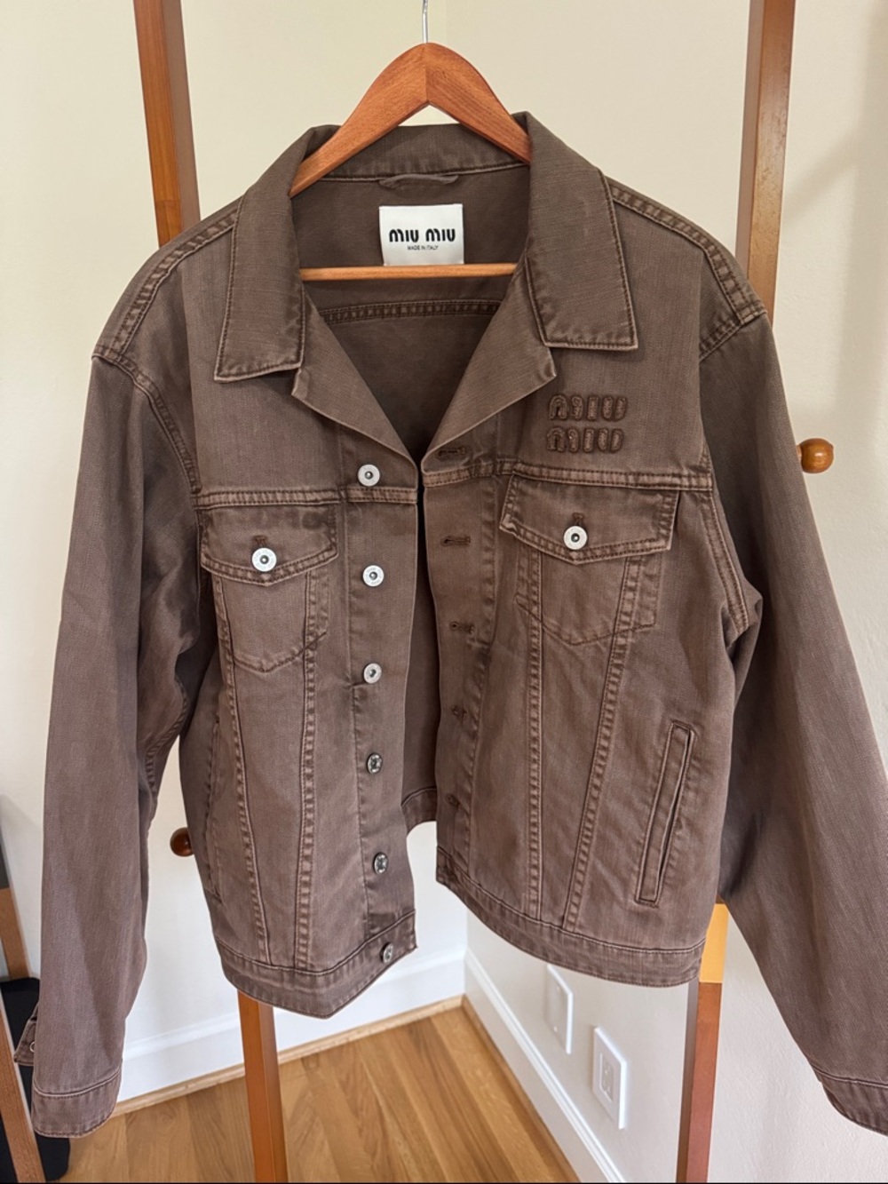 Designer inspired Chocolate Brown Denim Jacket size 38